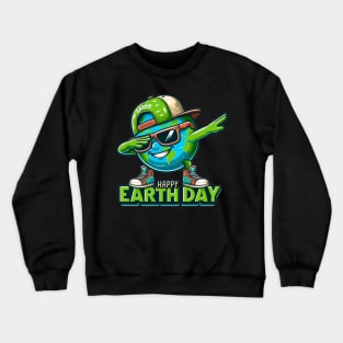 Earth Day 2024 Funny Earth Day Kids Toddler Girls Boys Dab Crewneck Sweatshirt